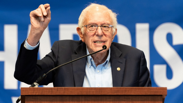 Senator Bernie Sanders (I-VT) in Harrisburg, Pennsylvania, on October 27, 2024.